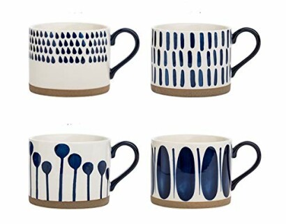 Koja Hand Painted 15 oz. Porcelain Ceramic Mugs Set