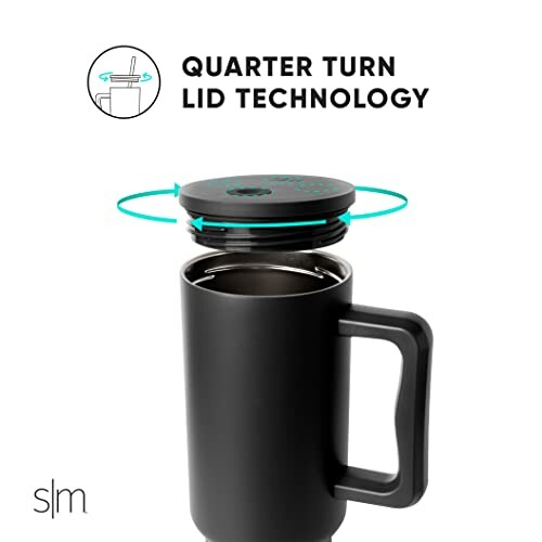 Mug with quarter turn lid technology.