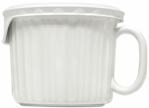 White ceramic mug with lid and handle